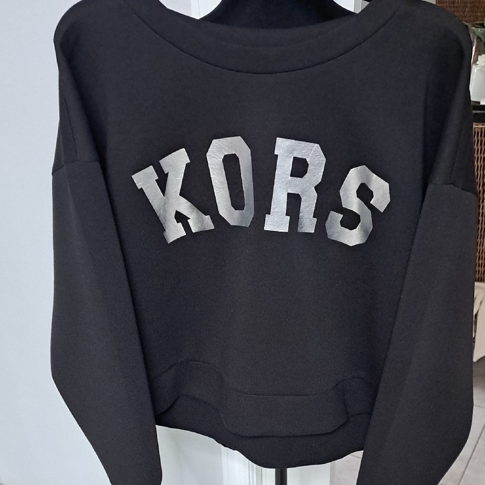 MICHAEL Michael Kors Black Sweater with Silver Lettering